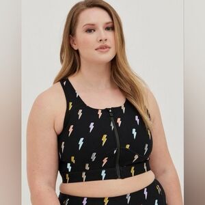 Torrid - 3X Bolt Burst - Low-Impact Wireless Zip-Front Active Sports Bra